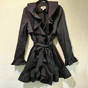 Joseph Ribkoff Sz 14 Flared Black Belted Trench Style Overcoat